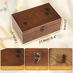 Vintage Wooden Sewing Box DIY Sewing Tools Solid Wood Needle And Thread Storage