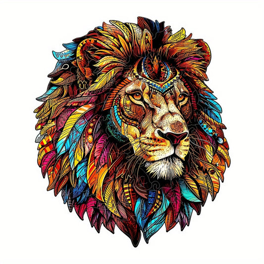 Colorful Lion Wooden Jigsaw Puzzle for Home Decor & Gift