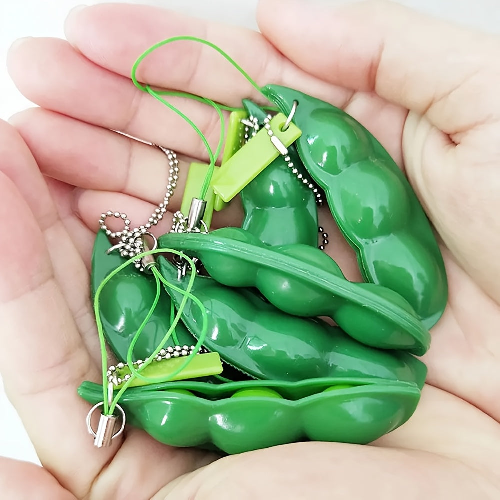 Pea Shaped Stress Relief Toy Keychain 13 Designs Plastic Gift for All Seasons