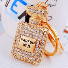 Ladies Rhinestone Perfume Bottle Key Chain Bag Pendant Key Ring