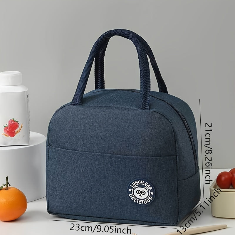 Cute Bear Lunch Bag Insulated Durable Zippered Cooler for School