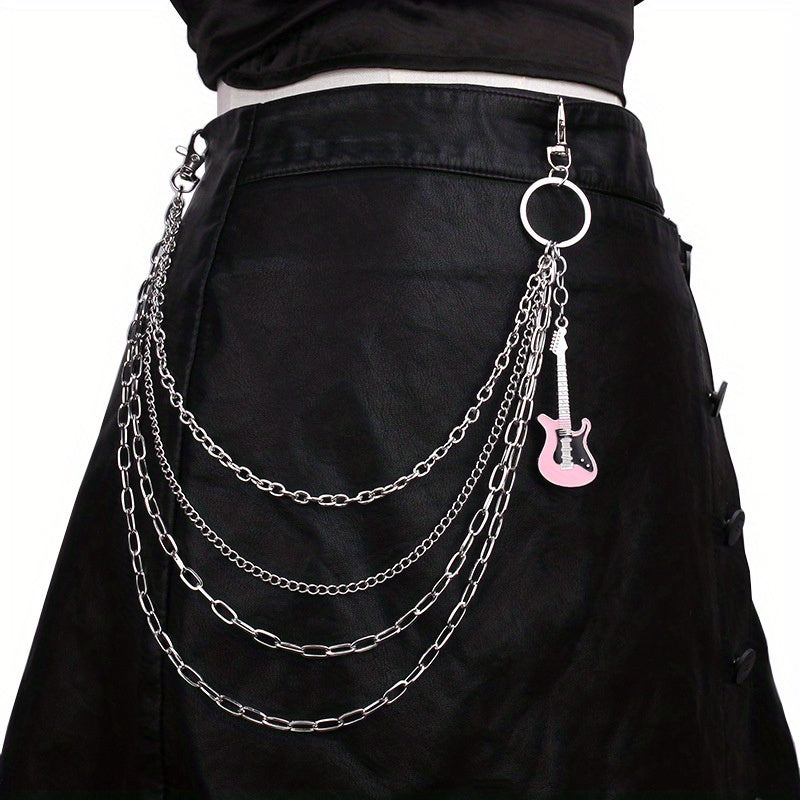 Punk Chain Tassel Layered Waist Chain Guitar Charm