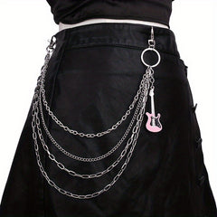 Punk Chain Tassel Layered Waist Chain Guitar Charm