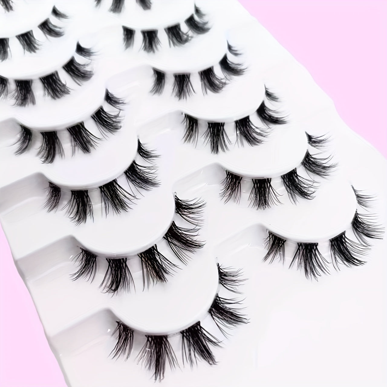 7 Pairs Fluffy Cat Eye Faux Mink Lashes