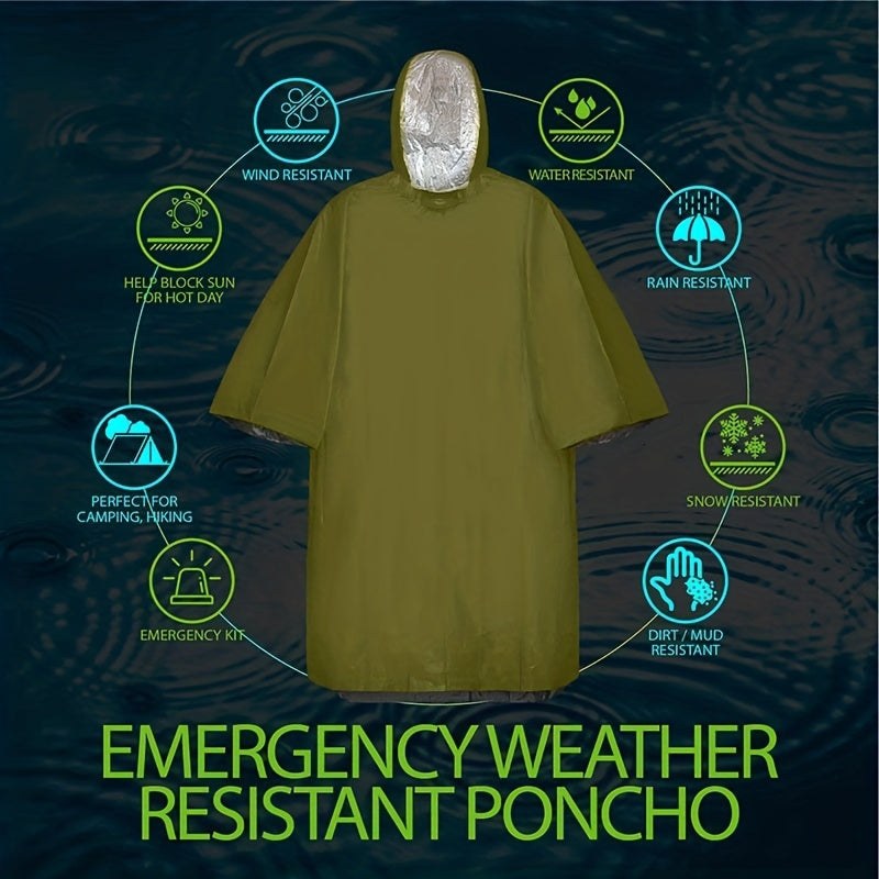Emergency Rain Poncho with Hood and Thermal Blanket