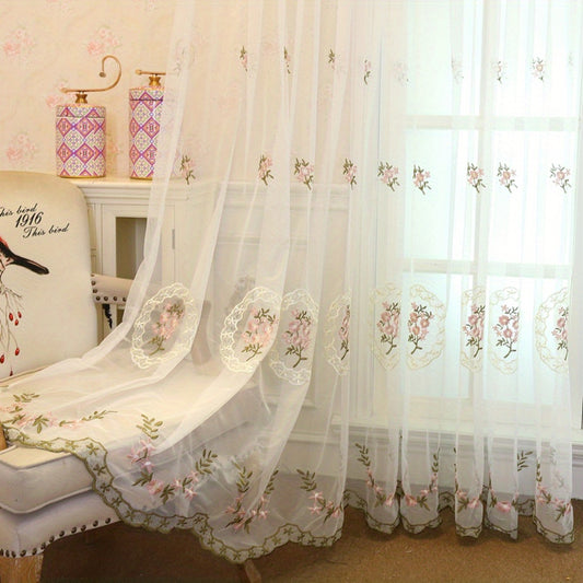 Romantic Pink Lace Sheer Curtains for Bedroom Office Kitchen Living Room