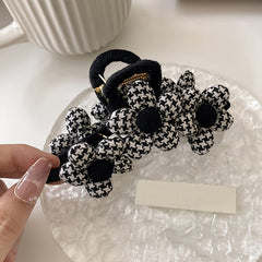 Plaid Flower Hair Clip Claw Thick Hair Accessory Gift Minimalist
