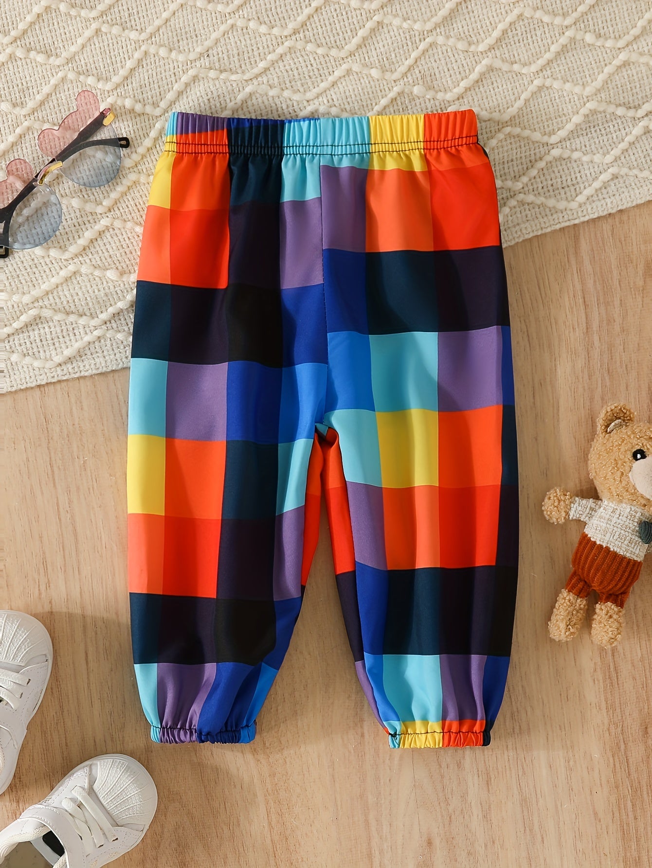 Baby's Plaid Baggy Pants Casual Stylish Trousers