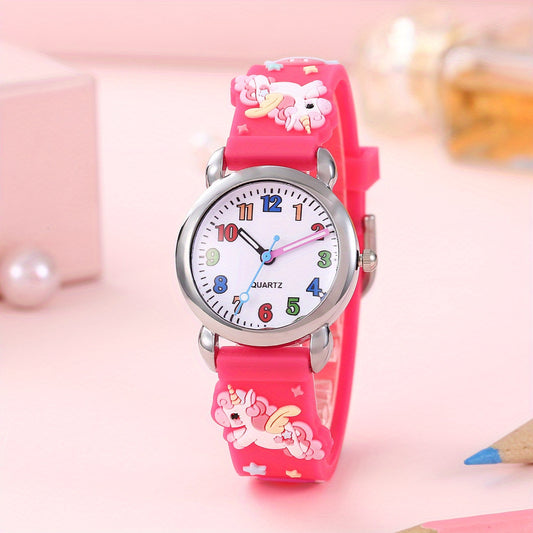 Kids Colorful Rainbow Horse Unicorn Quartz Watch