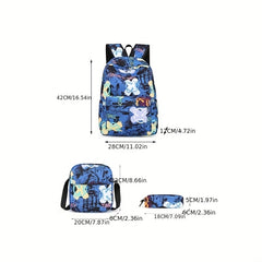 Cartoon Graffiti Print Backpack Set for Students