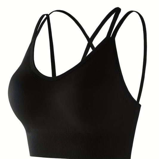 Solid Cami Crop Tops Casual Comfy Spaghetti Strap Top Women's Lingerie