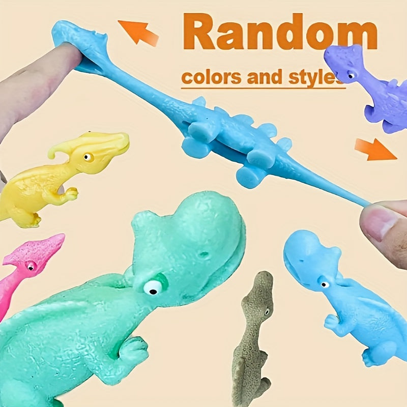 5pcs Funny Dinosaur Bouncing Sticky Toy Finger Catapult Decompression