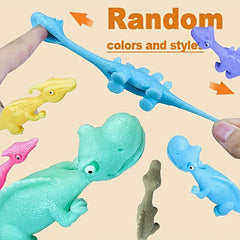 5pcs Funny Dinosaur Bouncing Sticky Toy Finger Catapult Decompression