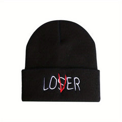 Unisex Skiing Pullover with LOSER Embroidery Knit Hat