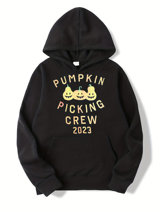 Halloween Pumpkin Skeleton Print Boys Hoodie