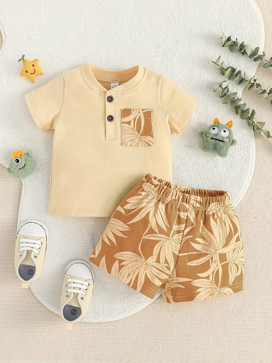 2pcs Baby Boy's Casual T shirt & Shorts Set Kid's Tee Top Outfit