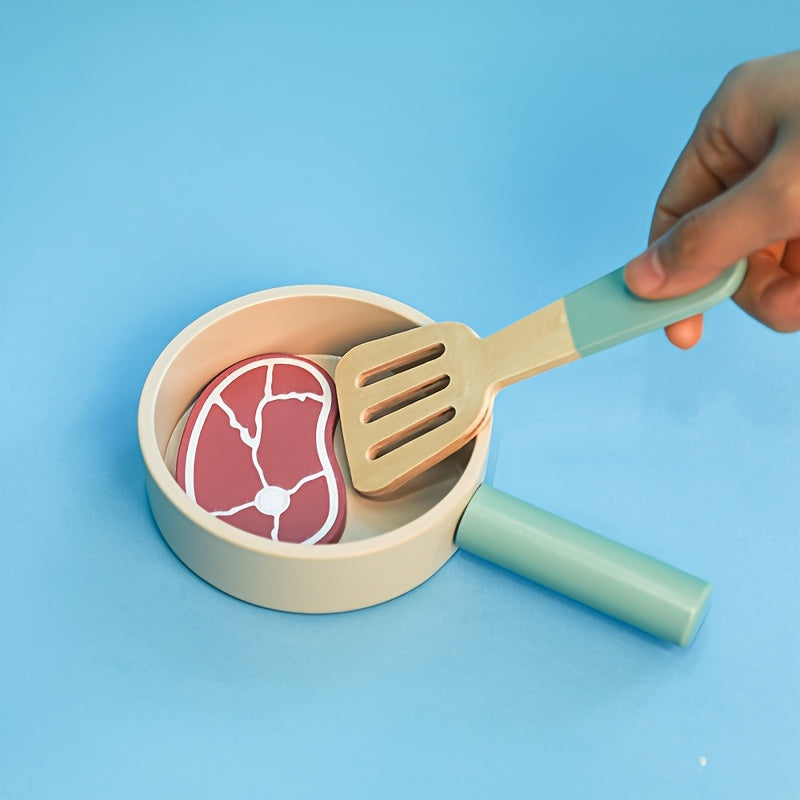 Kids Wooden Kitchen Set with Realistic Cooking Toys
