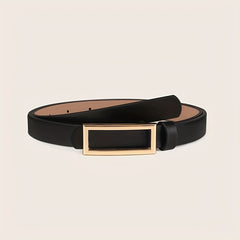 Rectangular Buckle Thin Belt Solid PU Leather Vintage Dress Girdle