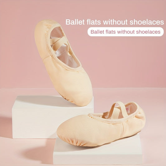 Girl's Solid Ballet Shoes Kids Dance Shoes Comfy Adjustable Sneakers