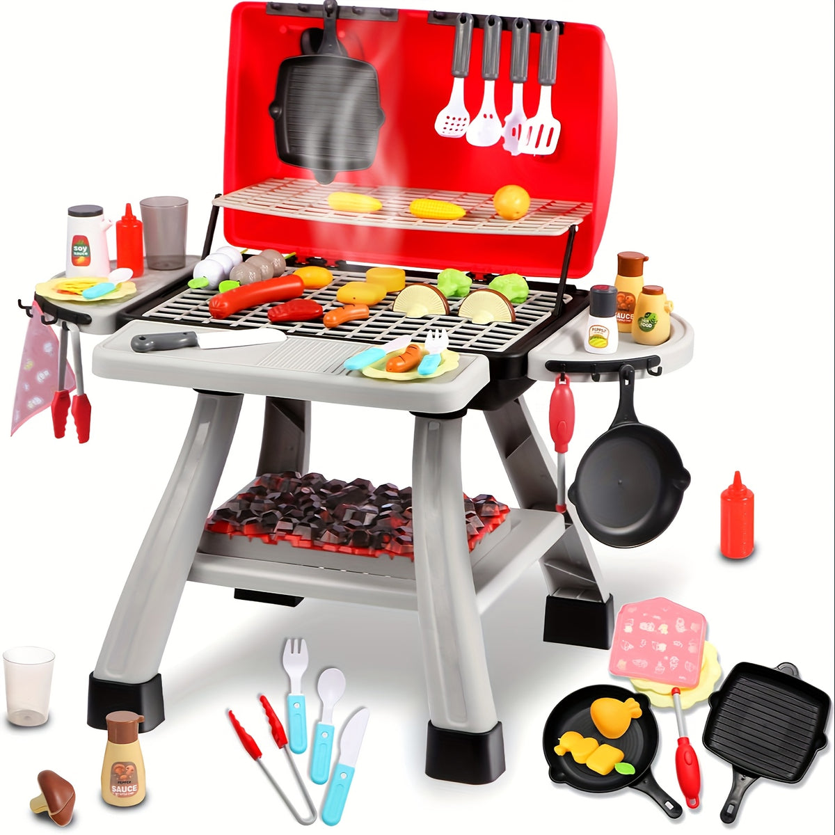Kids Play Kitchen Toy Grill BBQ Kitchen Playset Outdoor Toy