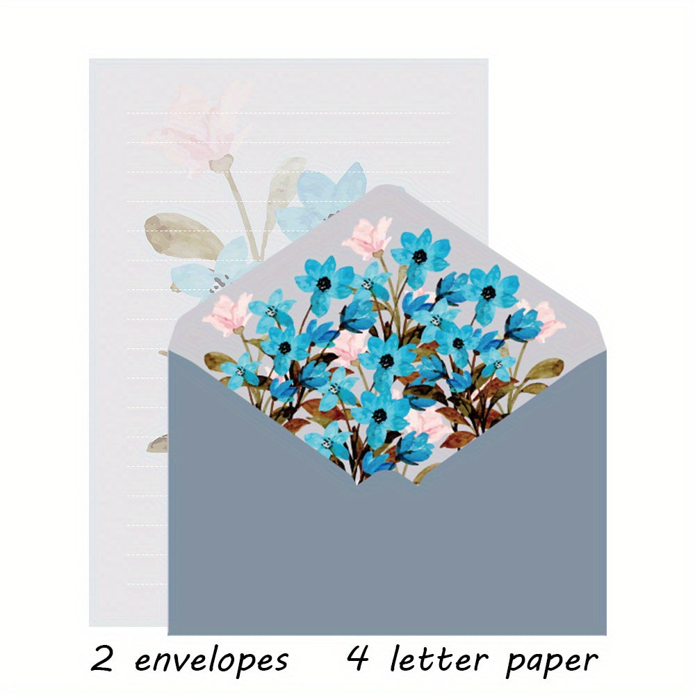 Vintage Floral Stationery Set: Blank Note Cards & Envelopes