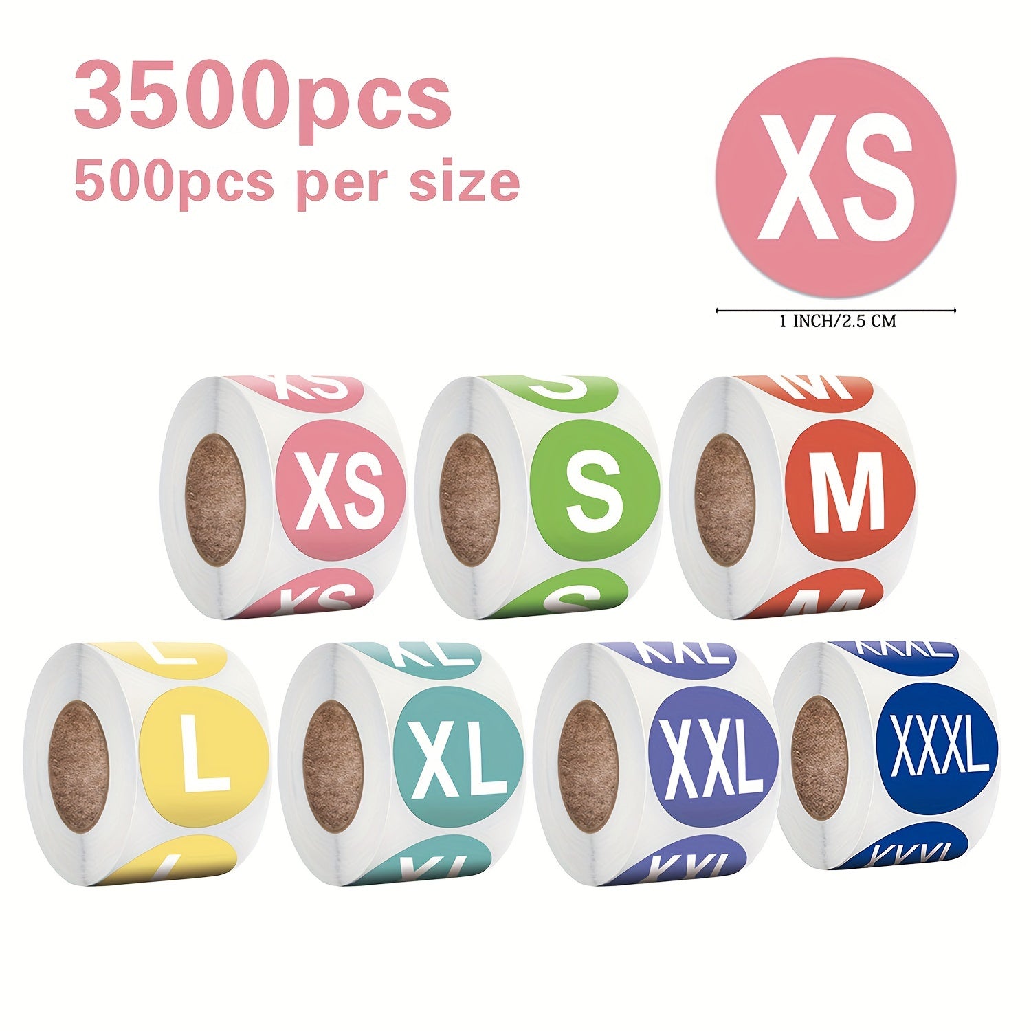 3500pcs 1 Inch 2 Costume Size Number Label Sticker Clothing Adhesive Sticker