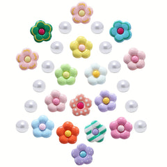 28pcs Faux Pearl & Flower Shoe Charms For Clogs DIY Shoes Accessories