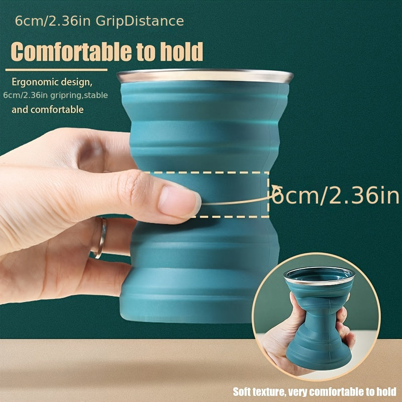 Collapsible Silicone Water Cup with Lid for Camping