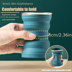 Collapsible Silicone Water Cup with Lid for Camping