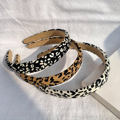 Leopard Pattern Hair Hoop Elastic Non Slip Headband Soft Fabric Hair Accessory