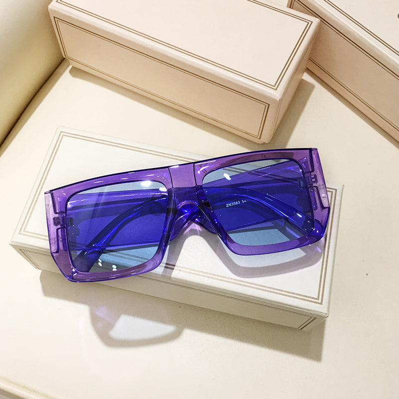 Oversized Flat Rectangular Sunglasses