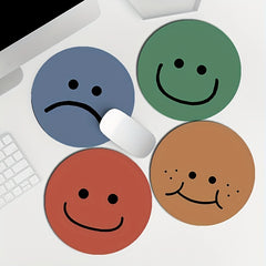 Smile Expression Circular Mouse Pad - Waterproof and Non-slip