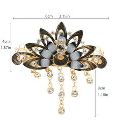 Chinese Style Vintage Peacock Rhinestone Tassel Hair Clip