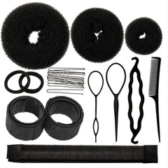 Hair Bun Shaper Set with Bun Donut, Marker, Ponytail Tool, Pins and Bands