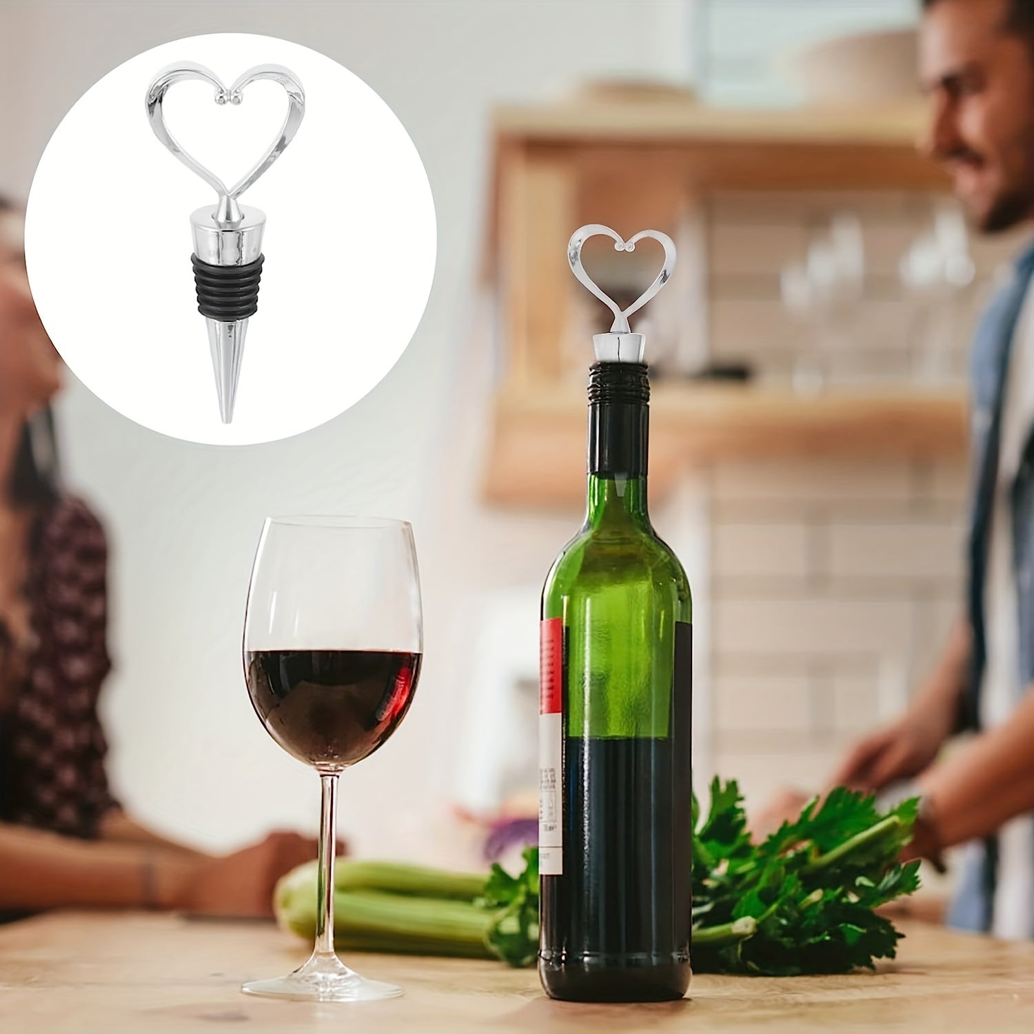 Heart Shape Wine Stoppers Set of 4 Bottle Cover Cap