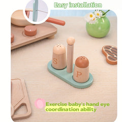 16pcs Wooden Kitchen Toy Set Interactive Cooking Game Indoor Educational Toy