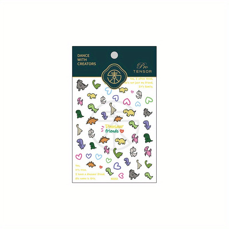 Dinosaur Art Holo Nail Stickers 5D Engraved Decals