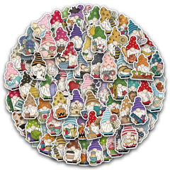100pcs Funny Gnome Stickers for Laptop Water Bottle Skateboard Scrapbooking