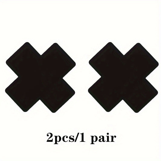 2pcs Women's Cross Shaped Nipple Covers Strapless Satin Chest Stickers