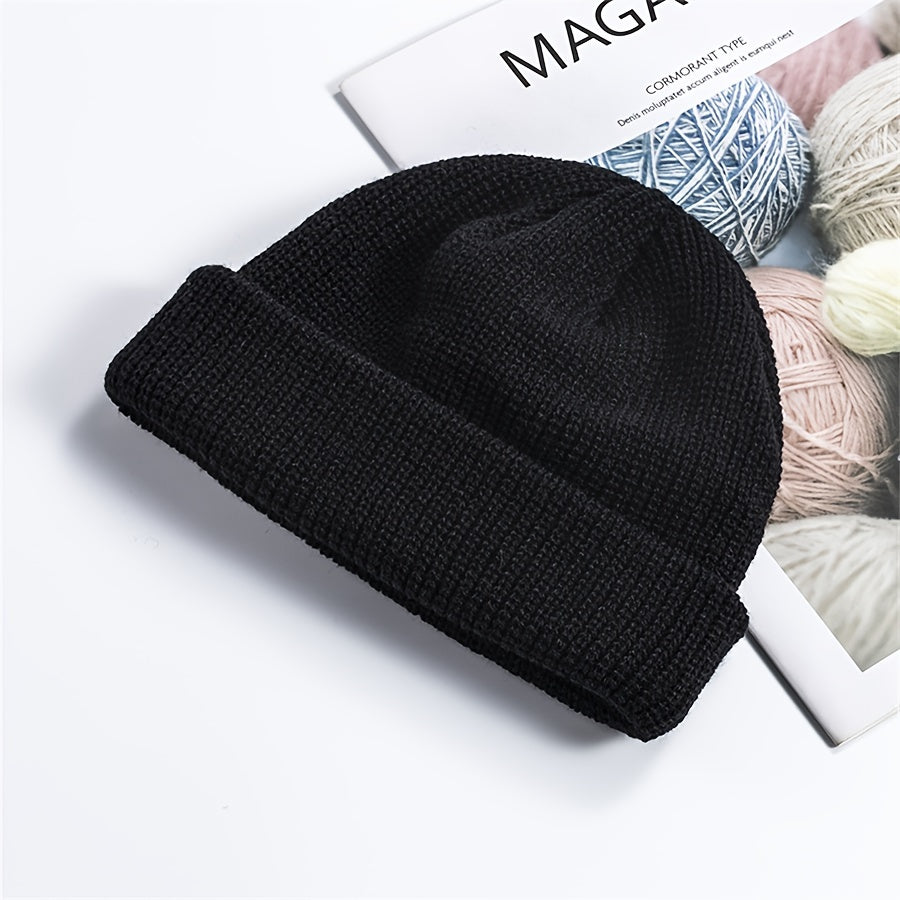 Retro Cotton Brimless Flip up Hat - Adjustable Rolled Cuff