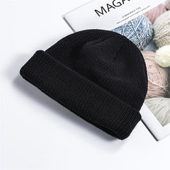 Retro Cotton Brimless Flip up Hat - Adjustable Rolled Cuff