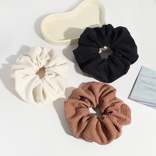 Vintage Corduroy Hair Scrunchies Set Elastic Hair Ties Ponytail Holders