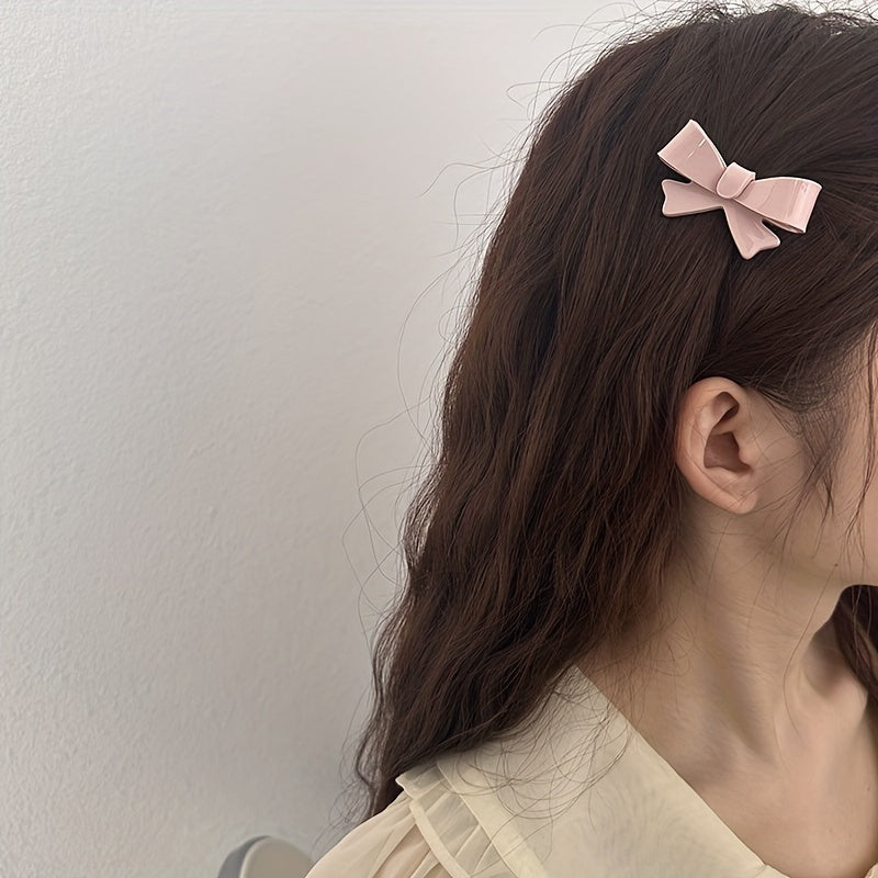Pink Bow Acrylic Hair Clip for Women