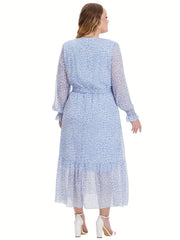 Dalmatian Print Flounce Sleeve Maxi Dress With Belt