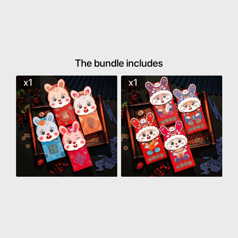 4pcs Cartoon Rabbit Red Envelopes Pack