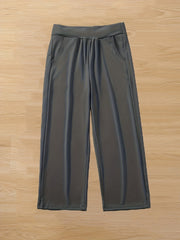  Pants Women's Plus Elastic High Rise Slim Fit Straight Leg Trousers