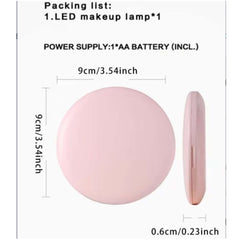 LED Lighted Pocket Mirror 1X 2X Magnification Compact Travel Makeup Mirror