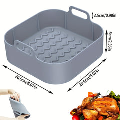 2pcs Air Fryer Silicone Pot With Handle Reusable Liner Heat Resistant Basket