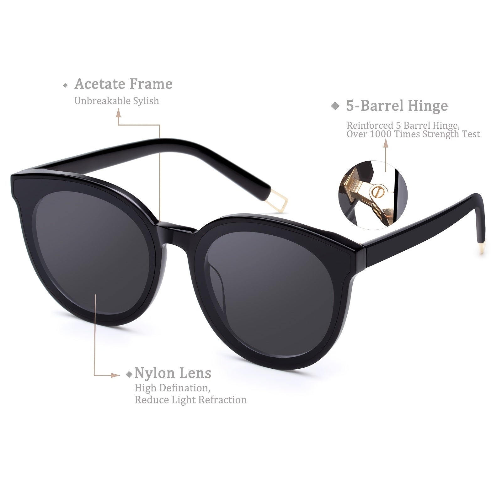 Round Sunglasses Anti Light Nylon Lens Glasses UV400