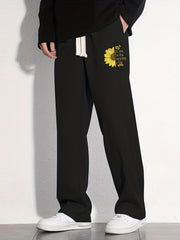Sunflower Pattern Loose Fit Drawstring Pants